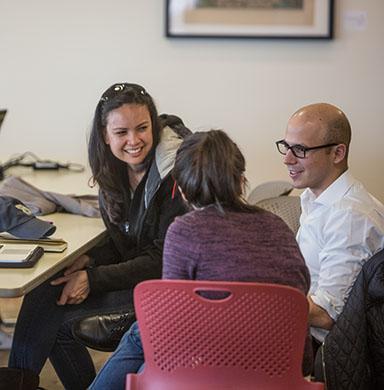 three students working together